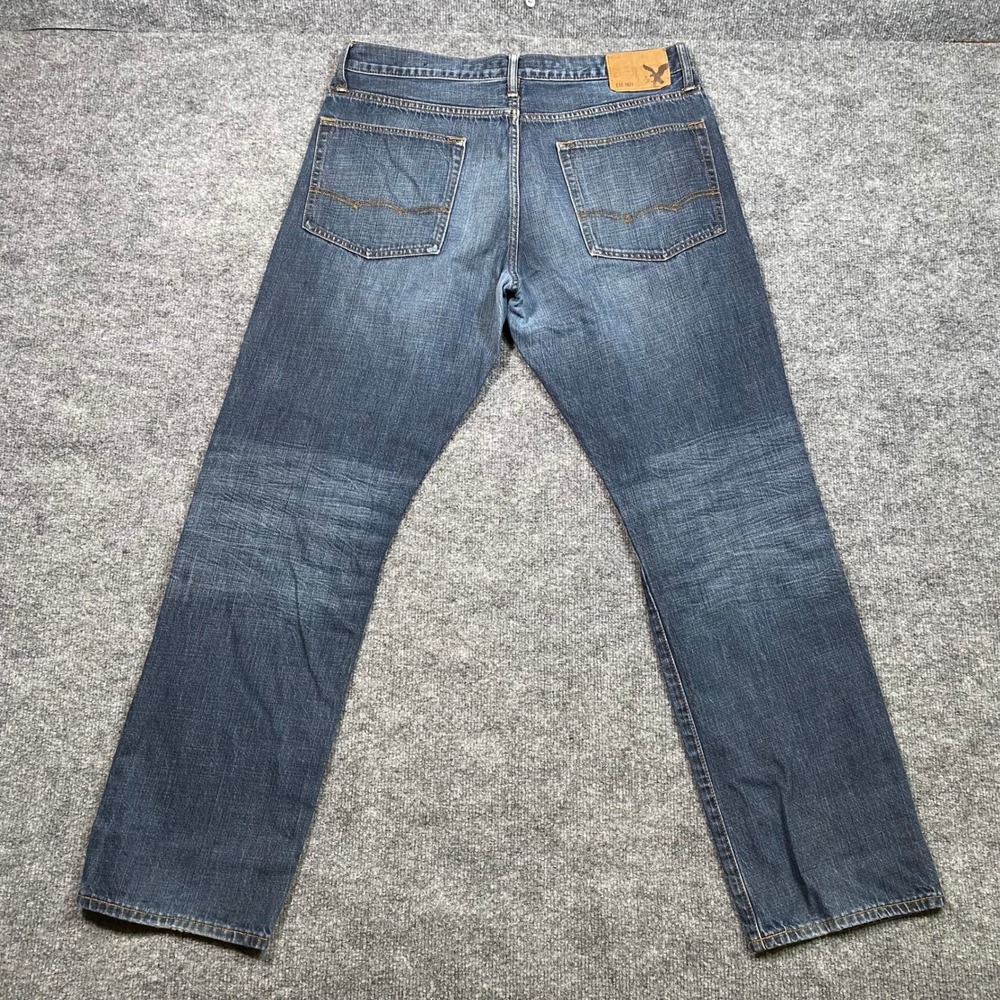 American Eagle Relaxed Straight Jeans Mens 34x34 Medium Wash Blue Denim Cotton